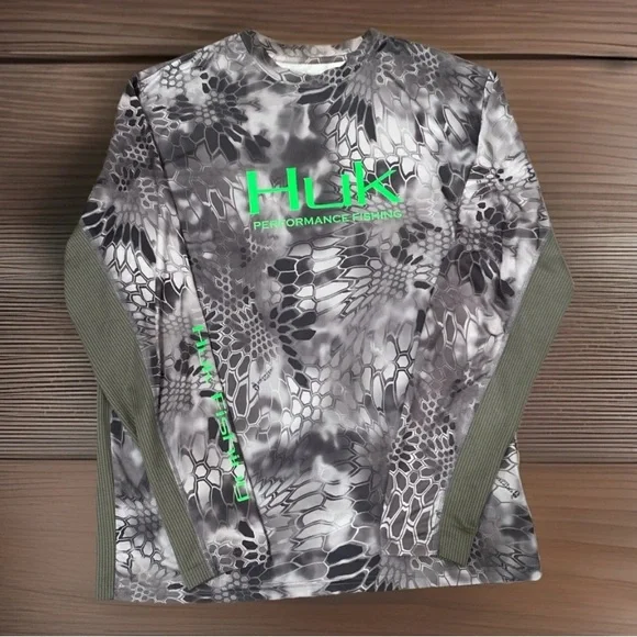 Huk Shirt Men Gray Performance Fishing Lightweight UV Sun Breathable,Size Med - Picture 1 of 5